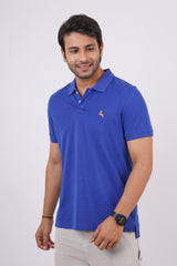 Men's blue core pique polo t-shirt with embroidered logo