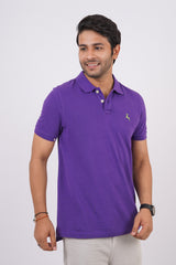 Men's purple core pique polo t-shirt with embroidered logo