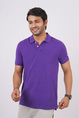 Pack of 3 Solid Polo T- shirts (Purple, Green, Orange) with pocket