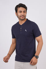 Men's India ink slub jersey henley neck t-shirt