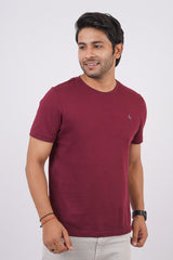 Men's classic red single jersey round neck t-shirt with logo