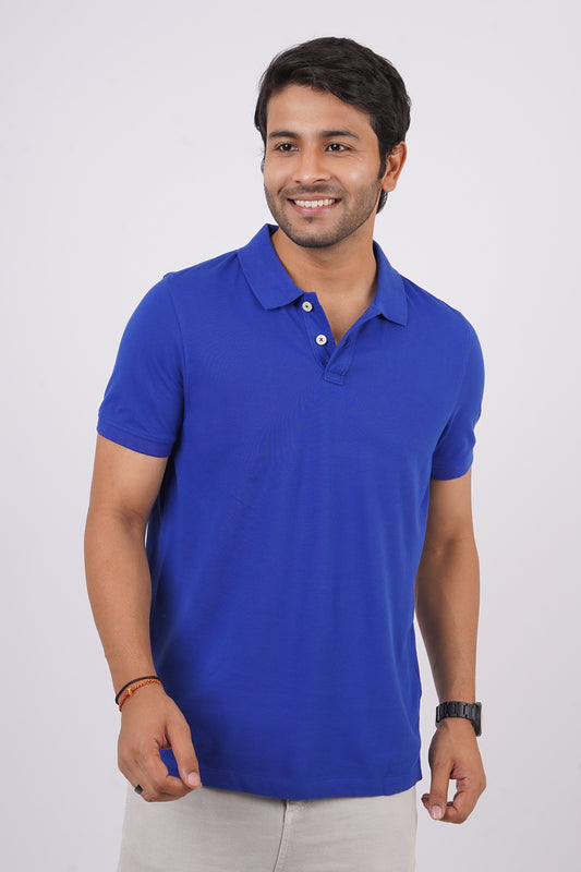 Men's Blue Core Pique Polo T-shirt