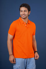 Men's Orange Core Pique Polo T-shirt