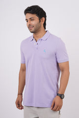 Men's lavender core pique polo  t-shirt with embroidered logo