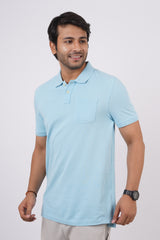 Pack of 3 Solid Polo(MD. Blue, Sky Blue, Lt. Blue)T- shirts with pocket