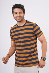 Men's Late/Navy striped round neck t-shirt