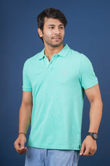 Men's mint core pique polo t-shirt with embroidered logo