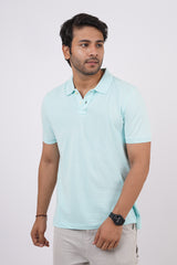 Men's Water Blue Core Pique Polo T-shirt