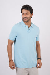 Men's Light Blue Core Pique Polo T-shirt