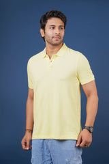 Men's Light Yellow Core Pique Polo T-shirt