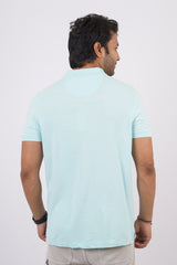 Men's water blue core pique polo t-shirt with embroidered logo