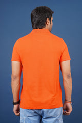 Men's dark orange core pique polo t-shirt with embroidered logo
