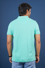 Men's mint core pique polo t-shirt with embroidered logo