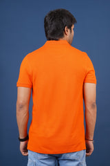 Men's orange core pique polo t-shirt with embroidered logo