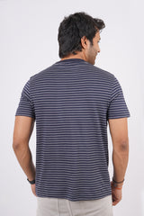 Men's India Ink striped round neck t-shirt