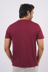 Men's classic red single jersey round neck t-shirt with logo