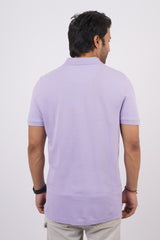 Men's lavender core pique polo  t-shirt with embroidered logo