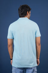 Men's Light Blue pique polo t-shirt with embroidred logo