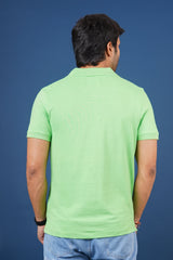 Men's Light Green core pique polo t-shirt with embroidered logo