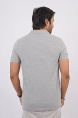 Men's Grey Melange Core Pique Polo T-shirt