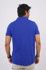 Men's blue core pique polo t-shirt with pocket