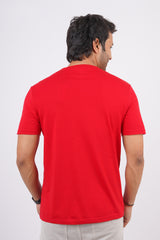 Men's Tango Red Pima Cotton Single Jersey Round Neck T-shirt with Logo