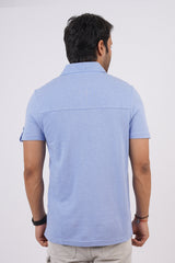 Men's Lavender slub pique polo t-shirt with double pocket