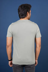 Men's Sage Pima Cotton Single Jersey Round Neck T-shirt with Logo