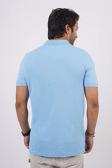 Men's Sky Blue Core Pique Polo T-shirt