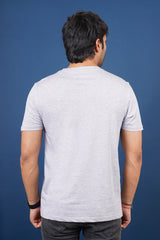 Men's Grey Melange Pima Cotton Single Jersey Round Neck T-shirt