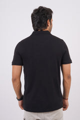 Men's black core pique polo t-shirt with embroidered logo