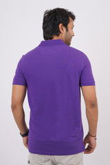 Men's purple core pique polo t-shirt with pocket
