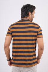 Men's Late/Navy striped round neck t-shirt