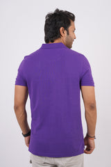 Men's purple core pique polo t-shirt with embroidered logo