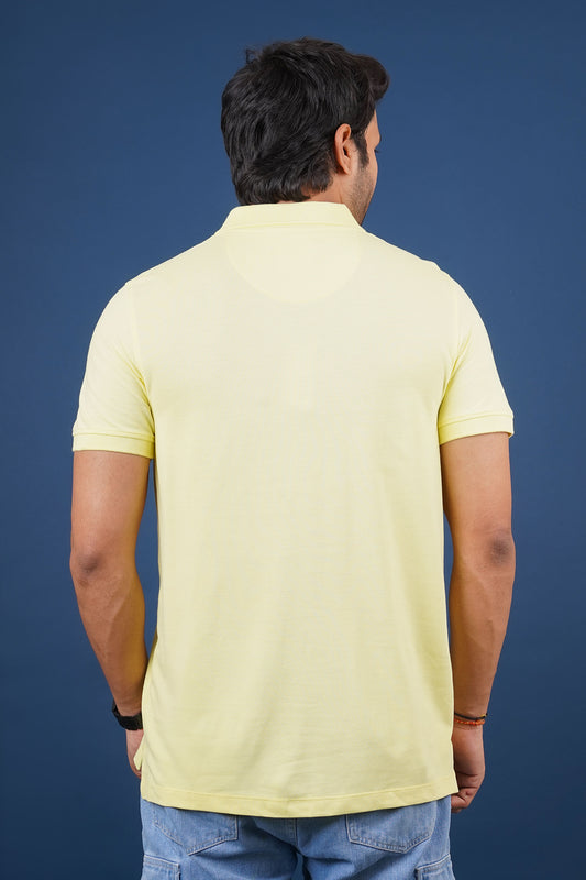 Men's Light Yellow Core Pique Polo T-shirt