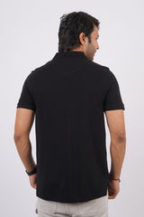 Men's black core pique polo t-shirt with pocket