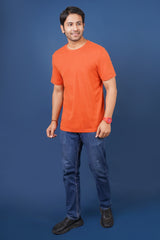 Pack of 3 Solid (Classic Red, Orange Rust & Navy) Crew Neck T-Shirts