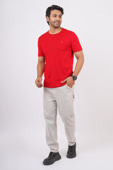 Men's Tango Red Pima Cotton Single Jersey Round Neck T-shirt with Logo