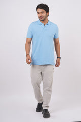 Men's Sky Blue Core Pique Polo T-shirt