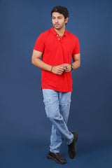 Men's red core pique polo t-shirt