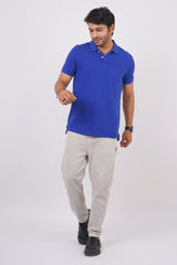 Men's blue core pique polo t-shirt with pocket