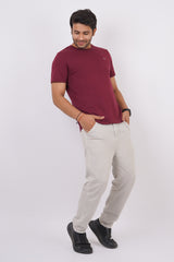 Men's classic red single jersey round neck t-shirt with logo