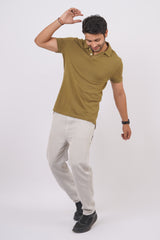 Men's Olive Green Core Pique Polo T-shirt