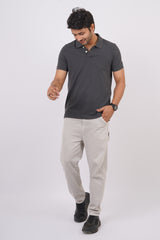 Men's Charcoal Melange Core Pique Polo T-shirt