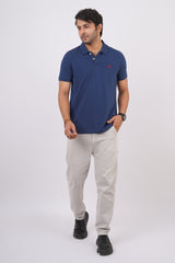 Men's navy core pique polo t-shirt with embroidered logo