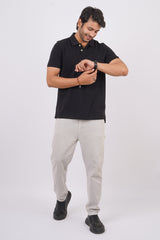 Men's black core pique polo t-shirt with pocket
