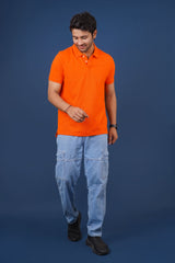 Men's Orange Core Pique Polo T-shirt