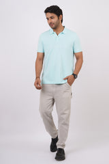 Men's Water Blue Core Pique Polo T-shirt