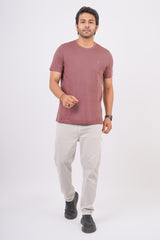 Men's Desert Rose Pima Cotton Single Jersey Round Neck T-shirt with Logo