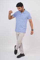 Men's Lavender slub pique polo t-shirt with double pocket